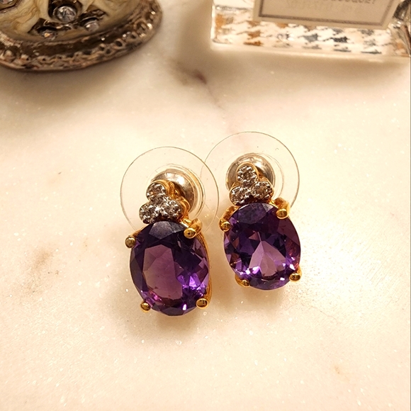 Jewelry - Amethyst on sterling silver earrings.